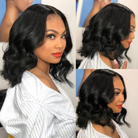 Xagujpo Wear And Go Glueless Wigs Human Hair Body Wave V Part Wigs For Black Women Upgrade U Part Human Hair Wig No Leave Out No Sew In Full Head Clip In Half Wig 180% Density Natural Color (14 Inch)