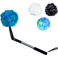 Easace Long Handled Loofah With Sponges By Shower,Back Scrubber & Bath Sponges,Body Exfoliator Luffa On A Stick,For Elderly & Disabled, Soft Loofah For Bathing Men & Women