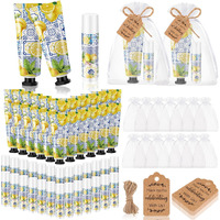 Dansib 24 Sets Hand Cream And Lip Balm Gift Bridal Baby Shower Party Supply Travel Size Hand Lotion And Lip Balm Bulk With Organza Bag And Tag Wedding Bridal Baby Shower Party (Lemon)