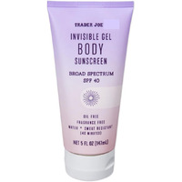 Trader Joes Invisible Gel Body Sunscreen Broad Spectrum Spf 40 Oil Free Clear Color Gel Formula Fragrance Free Water Sweat Resistant, 5 Fl Oz