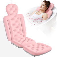 Full Body Bath Pillow For Bathtub, Thick Bathtub Cushion With Laundry Bag, Luxury Tub Pillow For Bath For Headrest Neck And Back Support Pink 56"" X 16""