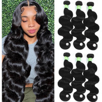 Body Wave Bundles Human Hair 22 24 26 Inch 12A Grade 100% Unprocessed Brazilian Virgin Hair Body Wave 3 Bundles Deals Real Human Hair Extensions For Black Women Natural Black
