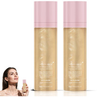 2Pcs Sunglaze Sheer Setting Mist Sunscreen Spf 50, Broad Spectrum Shimmering Face & Body Oil Mist, Hydrating Makeup-Friendly Glow Spray, Non-Greasy & Fast-Absorbing For Face & Body