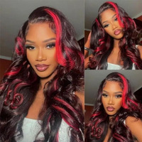 Bestfun 30 Inch Fb/99J Highlight Lace Front Wig Human Hair Pre Plucked 13X4 Hd Lace Wine Red Body Wave Wig 180% Density Glusless Wigs Human Hair For Women