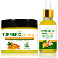 Turmeric Body Scrub Tumeric Oil Set, Natural Soothing Remove Dead Skin For Body, Face, Hand, Foot, Skincare Bikini Private Area, Smooth Hydrating Exfoliating Scrub Suitable For All Skin Types