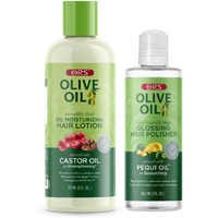 Ors Olive Oil Moisturizing Hair Lotion & Frizz Control Shine Polisher With Castor & Pequi Oil (2 Piece Set)