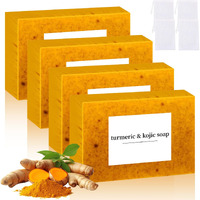 Nicgou Lemon Turmeric Kojic Soap, Turmeric Soap Bar For Face & Body, Natural Turmeric Handmade Soap For All Skin Types (4Pcs)