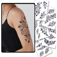 Charlnet 5 Sheets Flower Semi-Permanent Tattoos For Women - 2 Weeks Long Last Rose Fake Tattoos For Women Arm Body/Fades Naturally/No Reflection/Waterproof/Realistic