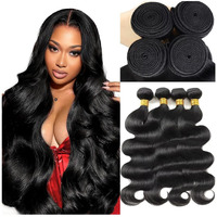 12A Human Hair Bundles 26 28 30 32 Inch Body Wave Bundles Human Hair 100% Unprocessed Brazilian Virgin Weave 4 Bundle For Women Natural Black Wavy Human Hair Extensions
