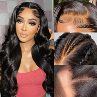 Faba Body Wave Lace Front Wigs Human Hair 30 Inch 13X4 Hd Lace Front Human Hair Wigs 180% Density Body Wave Natural Black Wig Human Hair Pre Plucked With Baby Hair