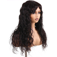 Manemajesty Body Wave Wigs With Bangs Human Hair Wig For Women None Lace Wear And Go Glueless Wet And Wavy Wig Natural Black Machine Made Brazilian Virgin Human Hair Wigs 24 Inch