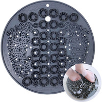 Luckyiren Larger Foot Scrubber Mat For Shower, Silicone Foot & Back Body Exfoliator Massager Cleaner Washer With Non Slip Suction Cup, Exfoliating Scrub Brush Pad For Women Men Elderly, Grey
