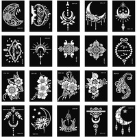 20 Sheets Henna Tattoo Stencil Kit, Temporary Tattoo Templates For Real Tattoos Mehndi Stencils For Kids Teens Adults Body Paint