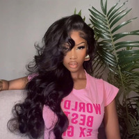 Xchjh 30 Inch Synthetic Lace Front Wig, 4X1 Glueless Pre-Cut Lace Wear And Go Synthetic Wavy Wig For Women Body Wave Middle Part, Beginner-Friendly For Daily Use (Black 1B)