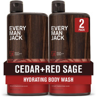 Every Man Jack Nourishing Cedar + Red Sage Mens Body Wash For All Skin Types - Naturally Derived Ingredients - Cleanse And Hydrate Skin With Coconut And Glycerin - 24Oz 2 Bottles