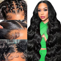 Wolfay 26 Inch 13X6 Hd Lace Front Wigs Human Hair Body Wave 13X6 Transparent Frontal Wigs Human Hair Pre Plucked Natural Hairline Body Wave Glueless Human Hair Wig For Women Daily Party Natural Black
