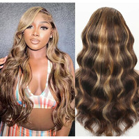 Kesenmu Ombre Lace Front Wig Human Hair, 13X6 Hd Honey Blonde Body Wave Lace Frontal Wigs Human Hair With Baby Hair,210% Density Colored 4/27 Highlight Wig Human Hair For Women 26 Inch