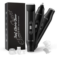 Ihowin Body Hair Trimmer For Men,3 In 1 Electric Razor With Ceramic Blades, Ipx7 Waterproof, Usb Rechargeable, Painless Hair Removal For Face,Body,Nose,Groin, Travel Grooming Kit (Black)