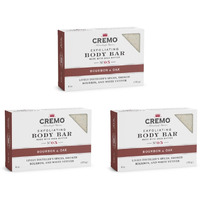 Cremo Bourbon & Oak Exfoliating Body Bars (3-Pack) - A Sophisticated Blend Of Distillers Spice, Fine Bourbon And White Oak