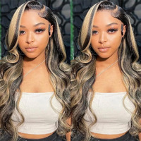 Quandian 13X6 Body Wave Lace Front Wigs Human Hair 180% Density 13X6 Hd Lace Front Wigs Human Hair 22Inch Highlight Balayage Wig Fb/27 Glueless Wigs Pre Plucked Pre Cut Ombre Wig