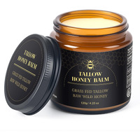 Lazibudgha Beef Tallow For Skin, Tallow And Honey Balm For Face, Organic Grass-Fed Tallow For Body, Deep Nourishing 4.2 Oz / 120G