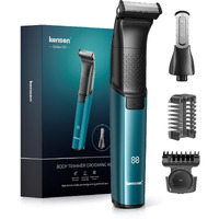 Body Hair Trimmer For Men - 6.0 Upgraded Groin & Pubic Hair Trimmer, 2-In-1 Professional Dual-Head Body Shaver For Beard Armpit Ball Shaver Ipx6 Waterproof Wet/Dry Use Rechargeable Groomer Kit (Green)