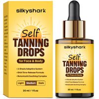 Silkyshark Facial Self Tanning Drops (1 Fl Oz), Tanning Drops For Face & Body, Gradual Bronzing Effect, Lightweight Tanner For Sensitive Skin, Natural Sun-Kissed Glow, Medium Shade