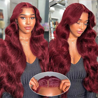 Glueless Wigs Human Hair Pre Plucked Pre Cut For Beginner 99J Burgundy Lace Front Wigs Human Hair For Black Women Glueless 5X5 Hd Body Wave Lace Closure Wigs Wear And Go Glueless Wig 32 Inch