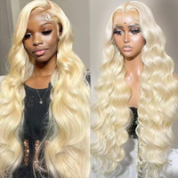 Hug Meet 613 13X6 Lace Front Wig Human Hair 200 Density 613 Lace Front Wig Human Hair Body Wave Blonde Wig Pre Plucked With Baby Hair(28 Inch)