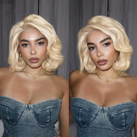 Yingrun 613 Bob Wig Human Hair Blonde 13X4 Frontal Lace Wig 14 Inch Body Wave 180% Density Hd Transparent Lace Front Wigs Human Hair Wigs For Black Women Pre Plucked