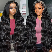 Pinkeagle 13X6 Lace Front Wigs Human Hair 200% Density Body Wave Hd Lace Front Wigs Human Hair Pre Plucked Glueless 13X6 Full Frontal Wig For Women Natural Black 26 Inch