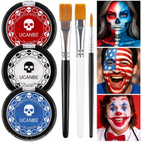 Us Flag Red White Blue Joker Face Body Paint With Brushes For Halloween & 4Th Of July Usa Independence Day Americas Patriotic Parades, Face Painting Kit For Kids Adults Devil Dress-Up Costume Cosplay