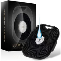 Zinc Infused Silicone Body Scrubber For Men, New Upgrade Deep Exfoliating Body Scrubber For Shower, Silicone Loofah Men For Sensitive Skin With Lathering Bristles And Ergonomic Non-Slip Handle (Black)