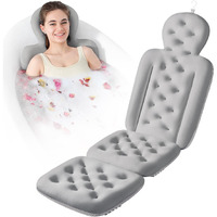 Bath Cushion, Full Body Bathtub Pillow With 160 Suction Cups, Bath Mat For Head And Neck Support, With Laundry Bag (Dark Gray, 56.2"" X 16.2"")