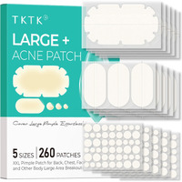 Tktk Xxl Pimple Patches For Body, Large Hydrocolloid Acne Patches, 5 Sizes Big Hydrocolloid Bandages For Back, Chest, Shoulders Zit Breakouts, Blemish Patches For Face (Oval, Dot 260 Count)