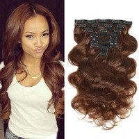 Lumiere Clip In Hair Extensions 120G Medium Brown Body Wave Clip In Extensions Human Hair For Black Women Seamless Clip Ins 8Pcs 20 Clips Double Wefts #4 18 Inch