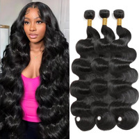12A Human Hair Bundles 14 16 18 Inch Body Wave 3 Bundles Human Hair 100% Unprocessed Brazilian Virgin Hair Bundles Deals Quick Weave Hair Extension Natural Black