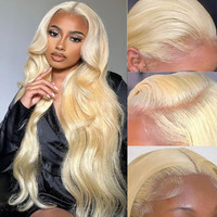 36 Inch 613 Lace Front Wig Human Hair 13X6 Transparent Lace Blonde Lace Front Wigs Human Hair Pre Plucked Glueless Wigs Human Hair For Women 180% Density Body Wave Human Hair Wig With Baby Hair