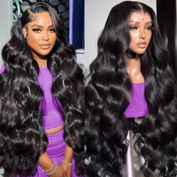 30Inch Body Wave Lace Front Wigs Human Hair 13X6 Hd Lace Frontal Wigs Human Hair Pre Plucked Wig For Women Natural Black Wig 180 Density