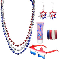 4Th Of July Accessories For Women Red White Blue Body Glitter Patriotic Usa Dangle Star Sunglasses Ribbon Fourth Of July Memorial Independence Day Outfit Gift Set