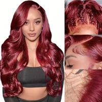 Ulrica 28 Inch 99J Burgundy Lace Front Wigs Human Hair 13X6 Hd Transparent Body Wave Lace Front Wigs Pre Plucked Wine Red Burgundy Wig Huamn Hair For Women 250 Density Natural Hairline