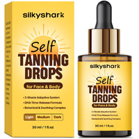 Silkyshark Facial Self Tanning Drops (1 Fl Oz), Tanning Drops For Face & Body, Gradual Bronzing Effect, Lightweight Tanner For Sensitive Skin, Natural Sun-Kissed Glow, Light Shade