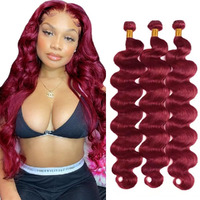 99J Human Hair Bundles 24 26 28 Inch Burgundy Body Wave 3 Bundles Double Weft Brazilian Unprocessed Virgin Human Hair Extensions For Women
