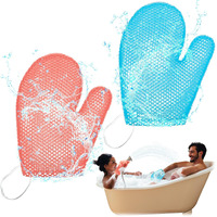 Karenhi 2 Pcs Honeycomb Exfoliating Glove Bath Mitt Body Spa Scrubber, Honeycomb Exfoliator Glove For Body Shower, Scrubber Sponge Shower Loofah, Quick Drying(Blue,Pink)