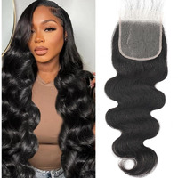 5X5 Hd Transparent Closure Body Wave Human Hair Lace Closure Skinlike Brazilian 5X5 Closure 20Inch Virgin Body Wave 100% Real Human Hair Free Part Closure Pre Plucked Natural Black Glueless