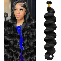 12A Human Hair Bundles 30 Inch Body Wave Human Hair 100% Unprocessed Brazilian Virgin Hair 1 Bundles Extensions Quick Weave Human Hair Extensions Wavy For Women Natural Black