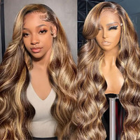 Honey Blonde Ombre Lace Front Wig Human Hair Body Wave Lace Front Wigs Human Hair Highlight Hd Lace Frontal Wigs Human Hair For Women Pre Plucked With Baby Hair 180% Density 24 Inch