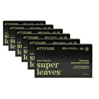 Attitude Bar Soap Body Wash For Men, For Body And Hands, 99% Natural Origin Ingredients With Avocado Oil, Ewg Verified, Matcha & Bergamot, 4 Oz (Pack Of 6)