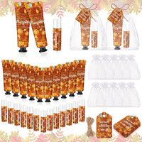 Dansib 24 Sets Hand Cream And Lip Balm Gift Bridal Baby Shower Party Supply Travel Size Hand Lotion And Lip Balm Bulk With Organza Bag And Tag Wedding Baby Shower Party(Pumpkin,Pumpkin)