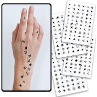 Charlnet Stars Semi-Permanent Tattoos For Adult - 2 Weeks Long Last Small Fake Tattoos For Women Men Face Finger Neck Body/Fades Naturally/No Reflection/Waterproof/Realistic